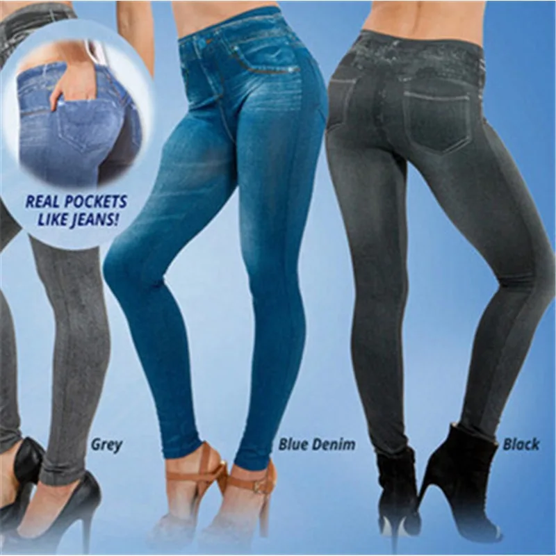 Yoga Fitness Sg - Damskie legginsy jeansowe spodnie do fitnessu