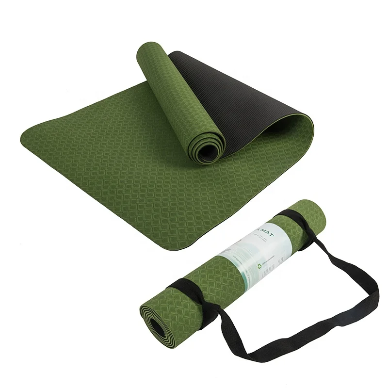 Yoga Fitness Logo Design - Mata do jogi TPE 6mm, zielono-czarna,